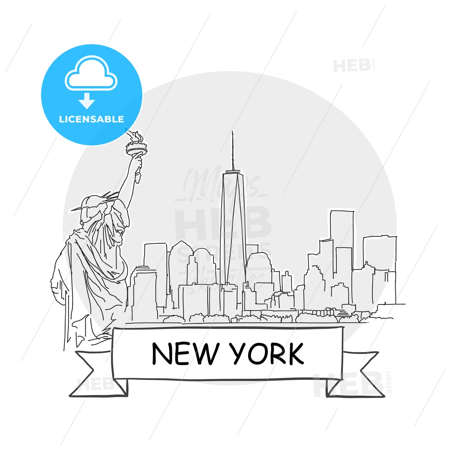 New York hand-drawn urban vector sign – instant download