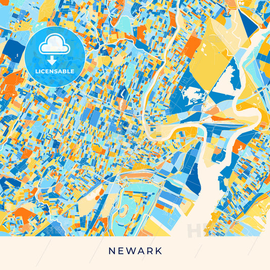 Newark colorful map poster template