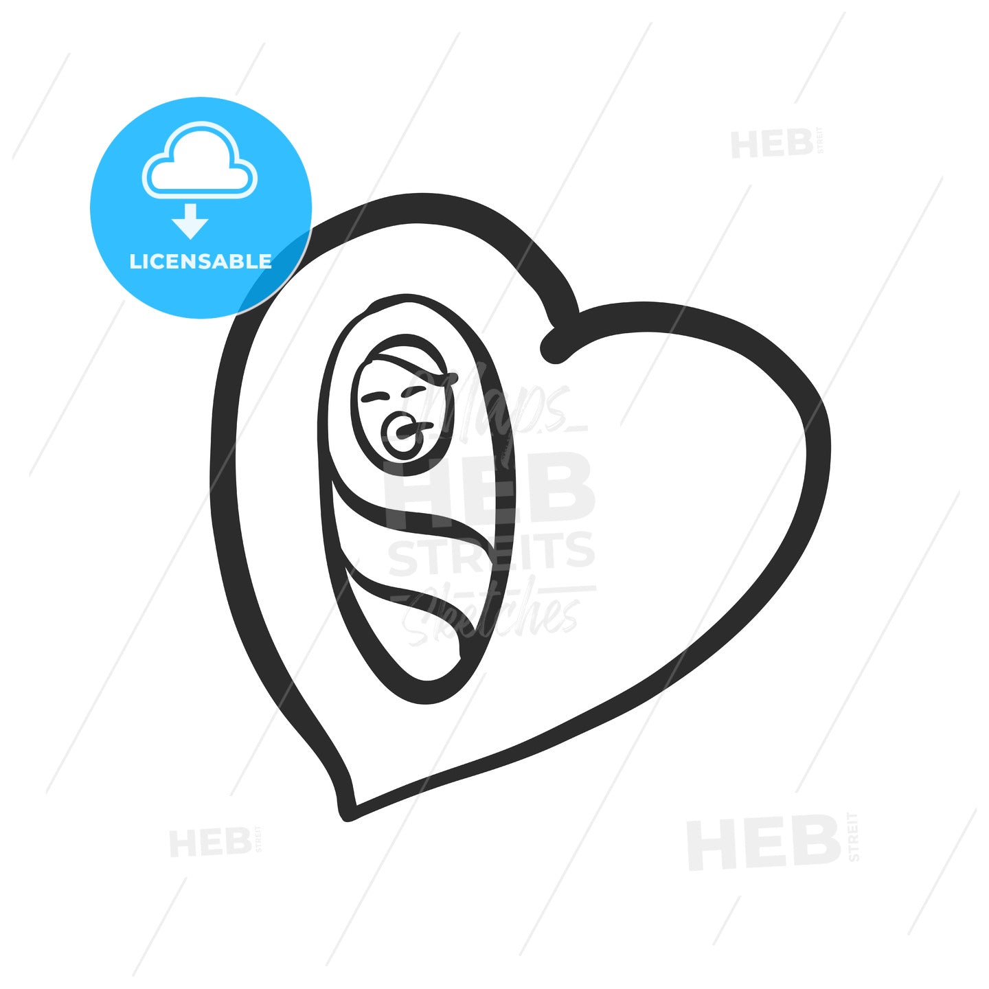 Newborn baby icon in heart – instant download