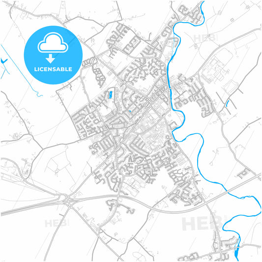 Newbridge, County Kildare, Ireland, city map with high quality roads.