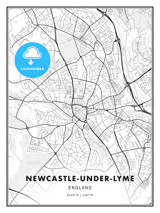 Newcastle-under-Lyme, England, Modern Print Template in Various Formats - HEBSTREITS Sketches