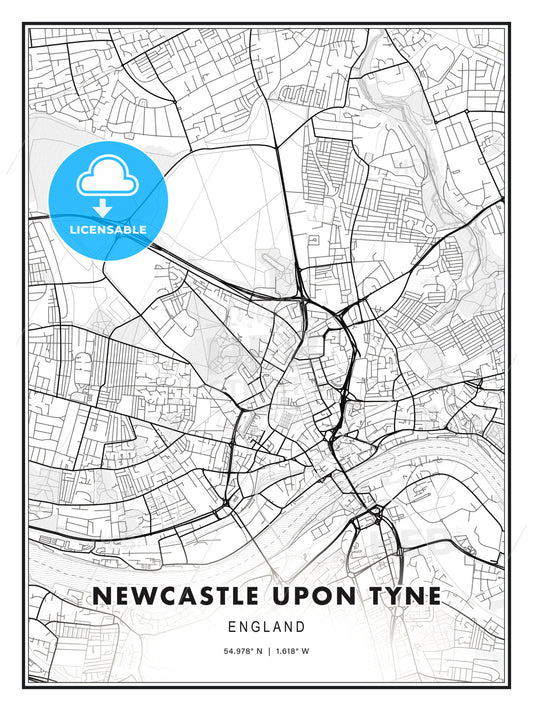 Newcastle upon Tyne, England, Modern Print Template in Various Formats - HEBSTREITS Sketches