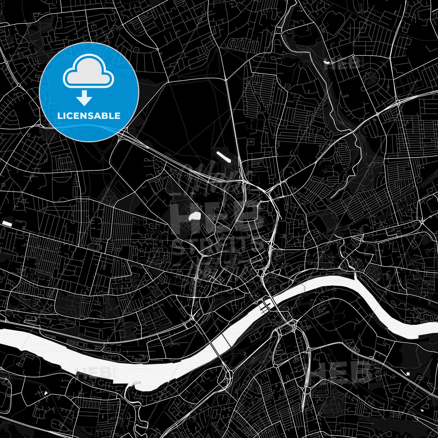 Newcastle upon Tyne, England PDF map