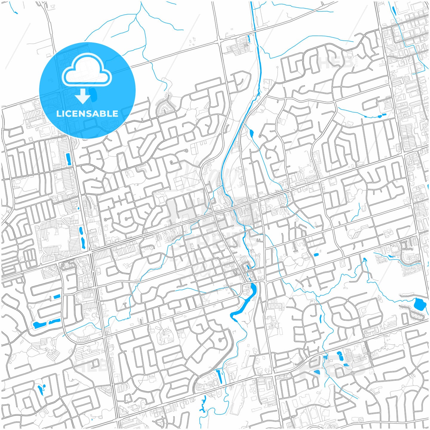 Newmarket, Ontario, Canada, city map with high quality roads.