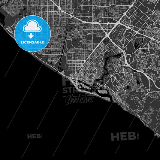 Newport Beach, California - Area Map - Dark