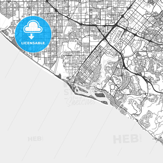 Newport Beach, California - Area Map - Light