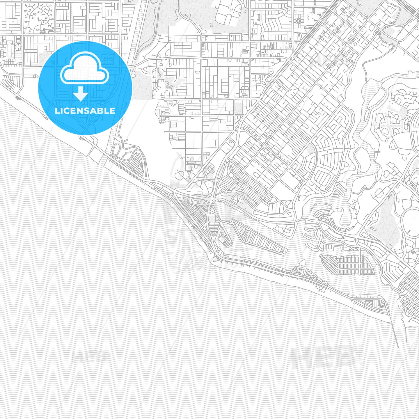 Newport Beach, California, USA, bright outlined vector map
