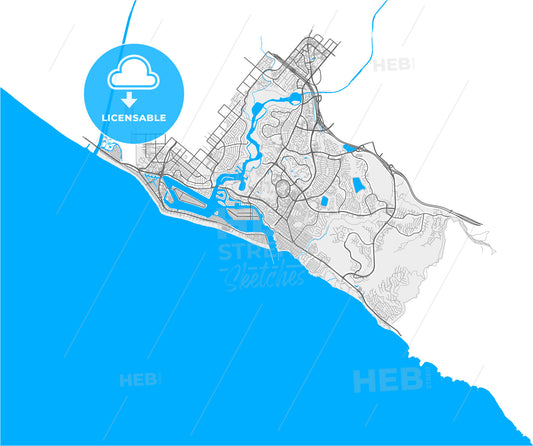 Newport Beach, California, United States, high quality vector map