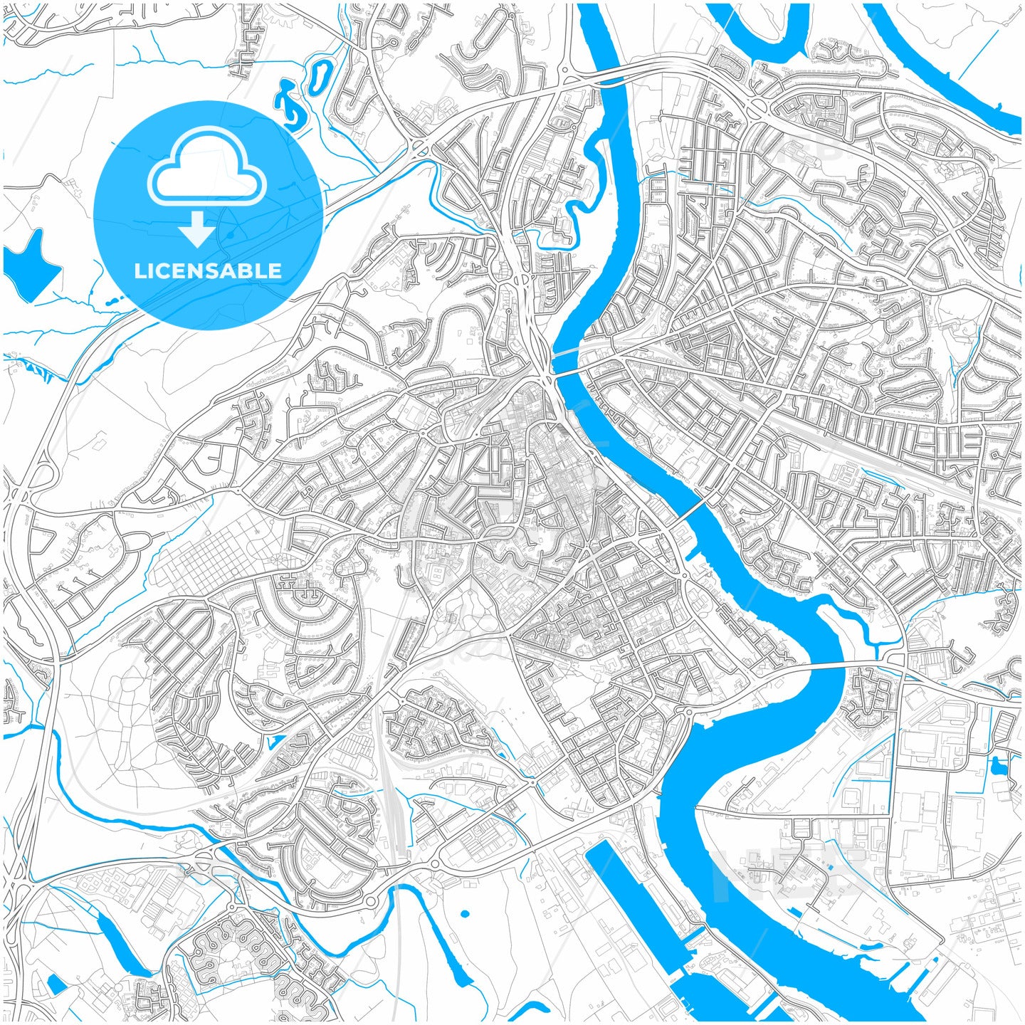Newport, Newport, Wales, city map with high quality roads.