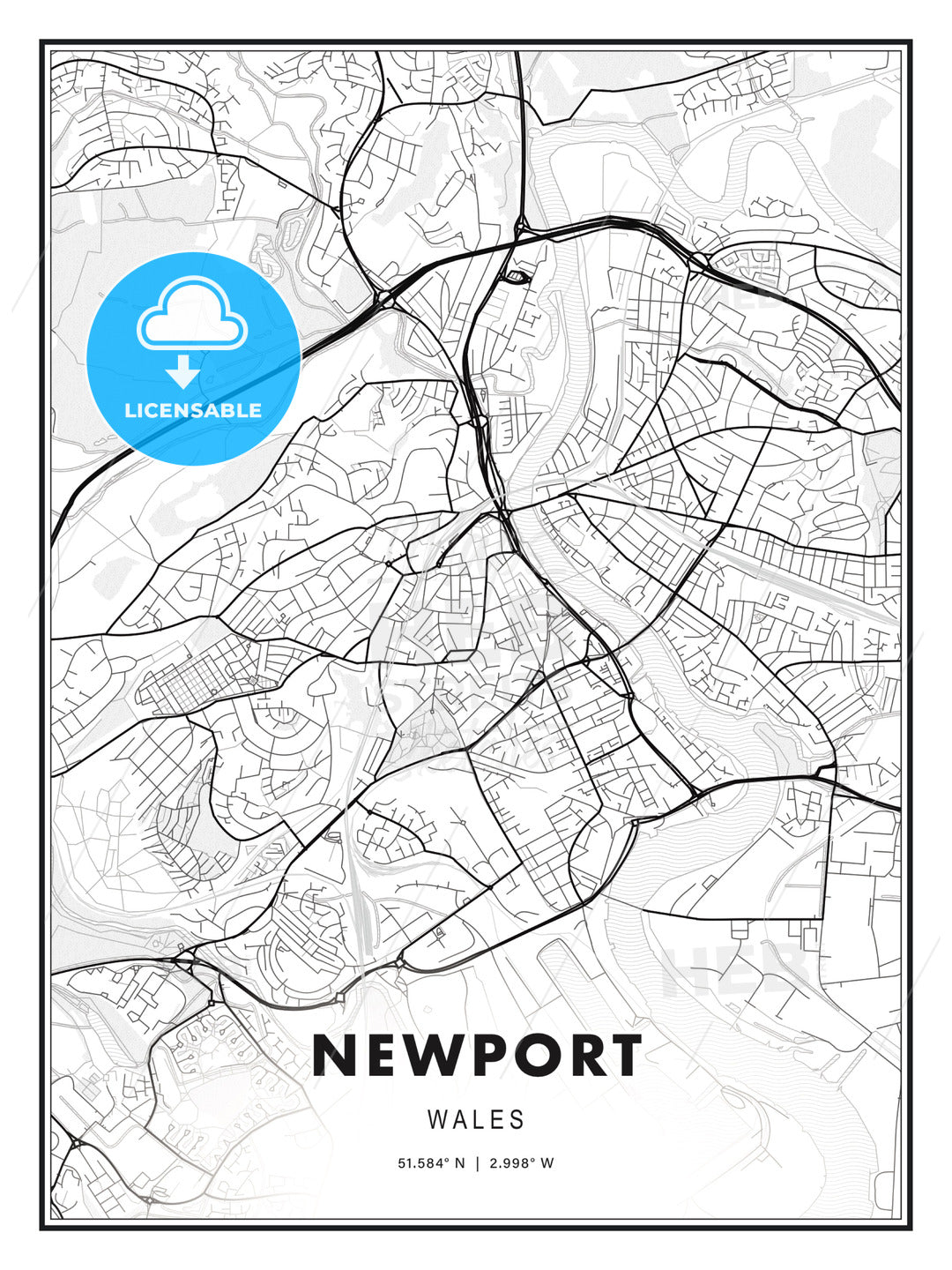 Newport, Wales, Modern Print Template in Various Formats - HEBSTREITS Sketches