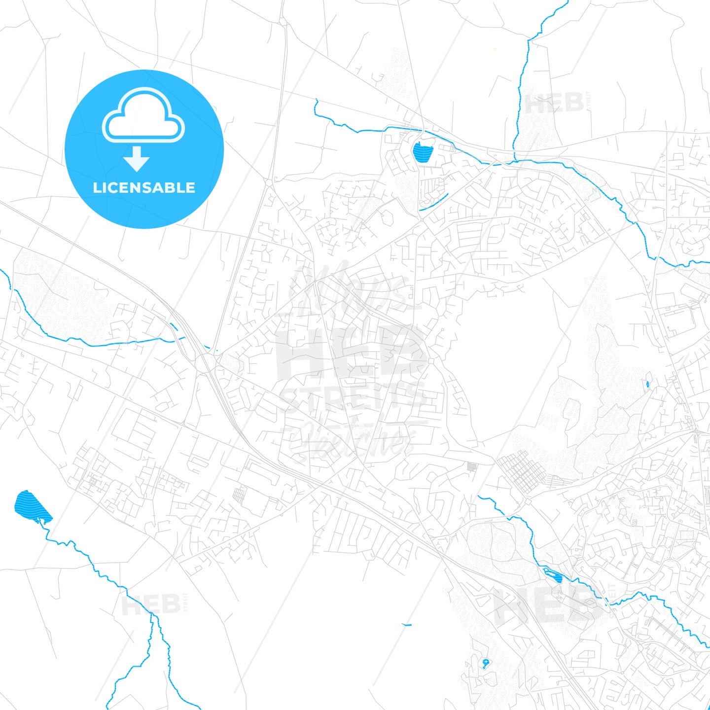 Newtownabbey, Northern Ireland PDF vector map with water in focus