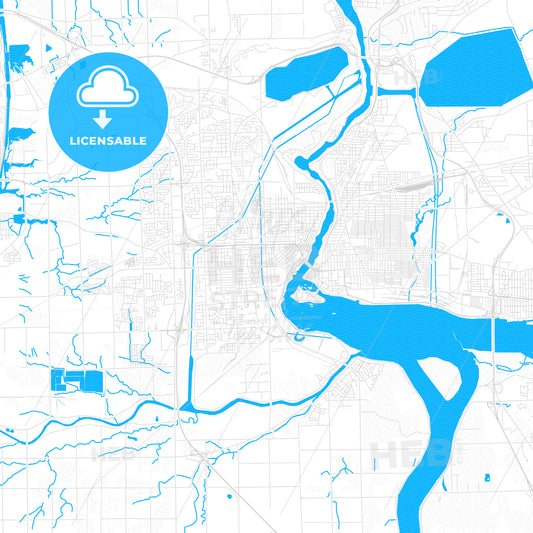 Niagara Falls, Canada PDF vector map with water in focus