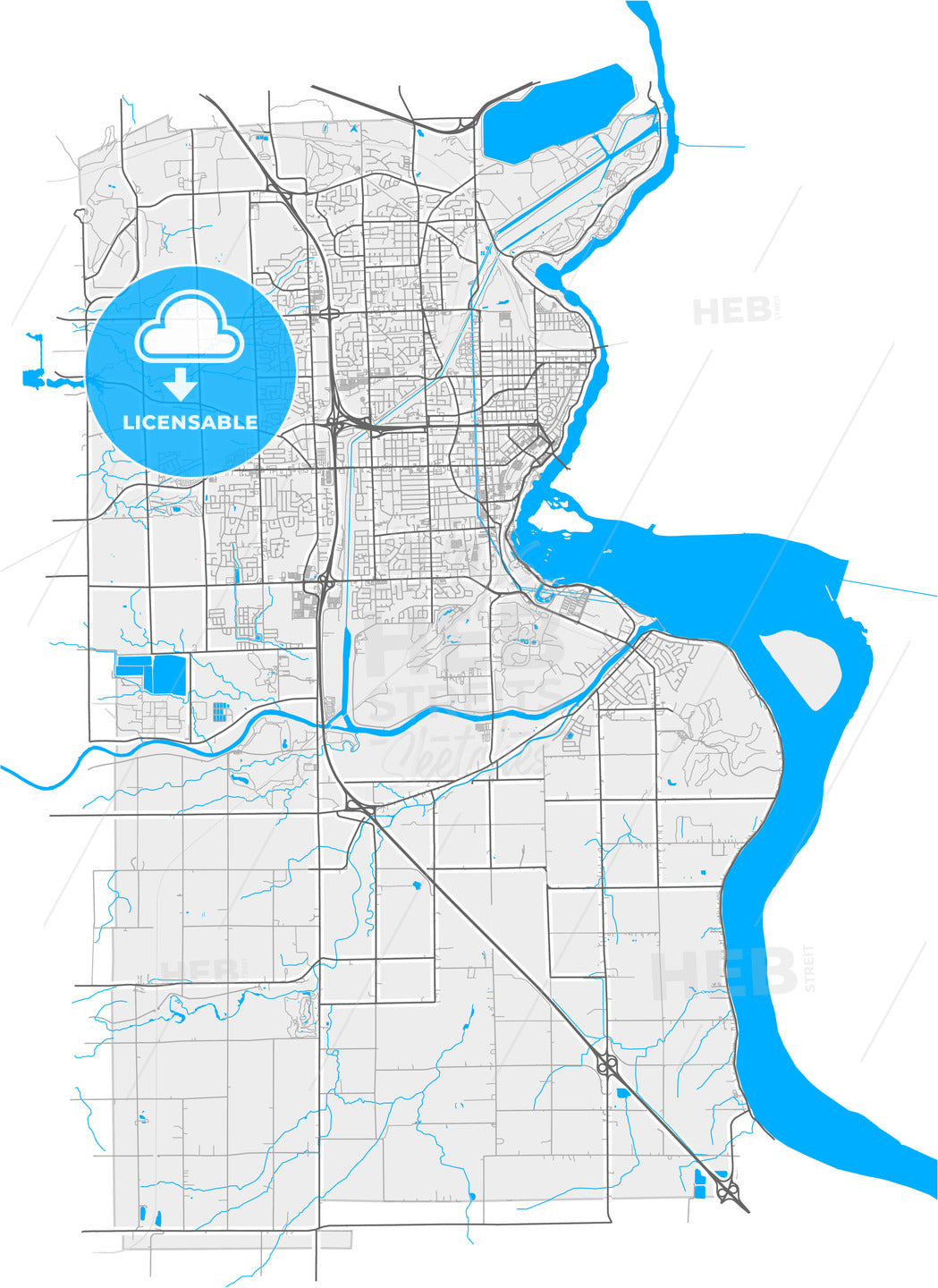 Niagara Falls, Ontario, Canada, high quality vector map