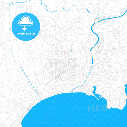 Nice, France PDF vector map with water in focus