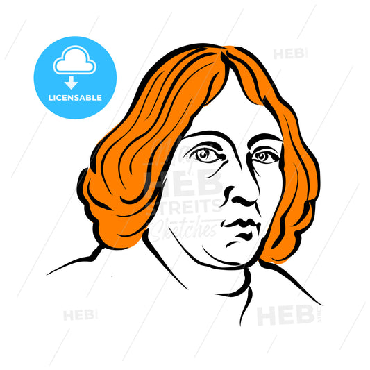 Nicolaus Copernicus Vector Drawing With Surface For Hair