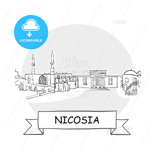 Nicosia Cityscape Vector Sign – instant download