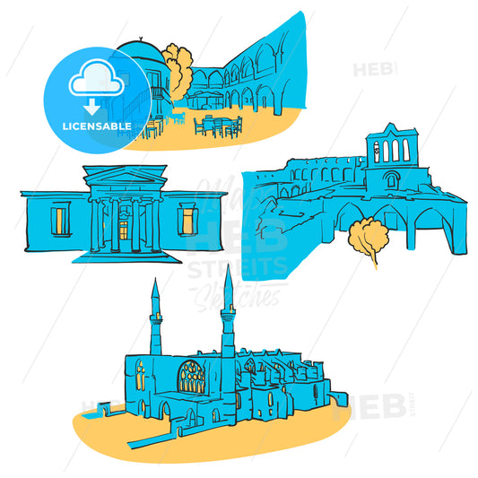 Nicosia Cyprus Colored Landmarks – instant download