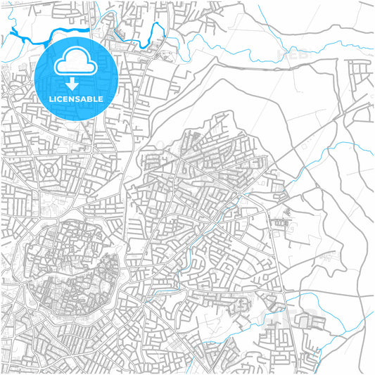 Nicosia, Cyprus, city map with high quality roads.