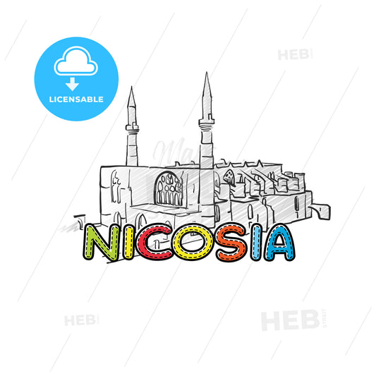 Nicosia beautiful sketched icon – instant download