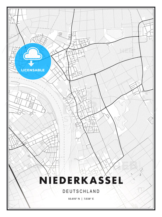 Niederkassel, Germany, Modern Print Template in Various Formats - HEBSTREITS Sketches