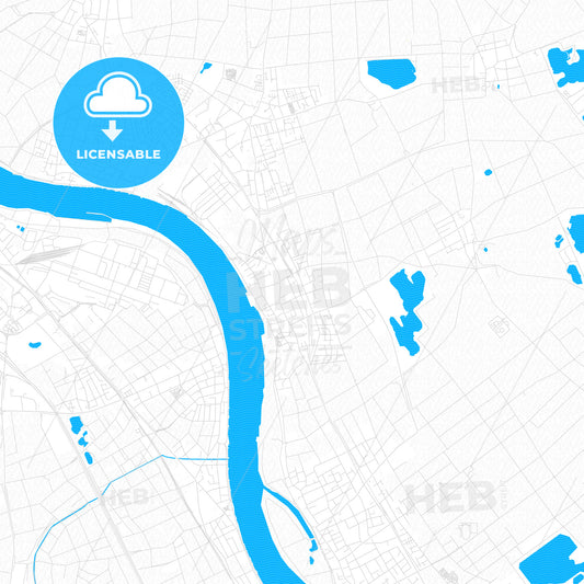 Niederkassel, Germany PDF vector map with water in focus