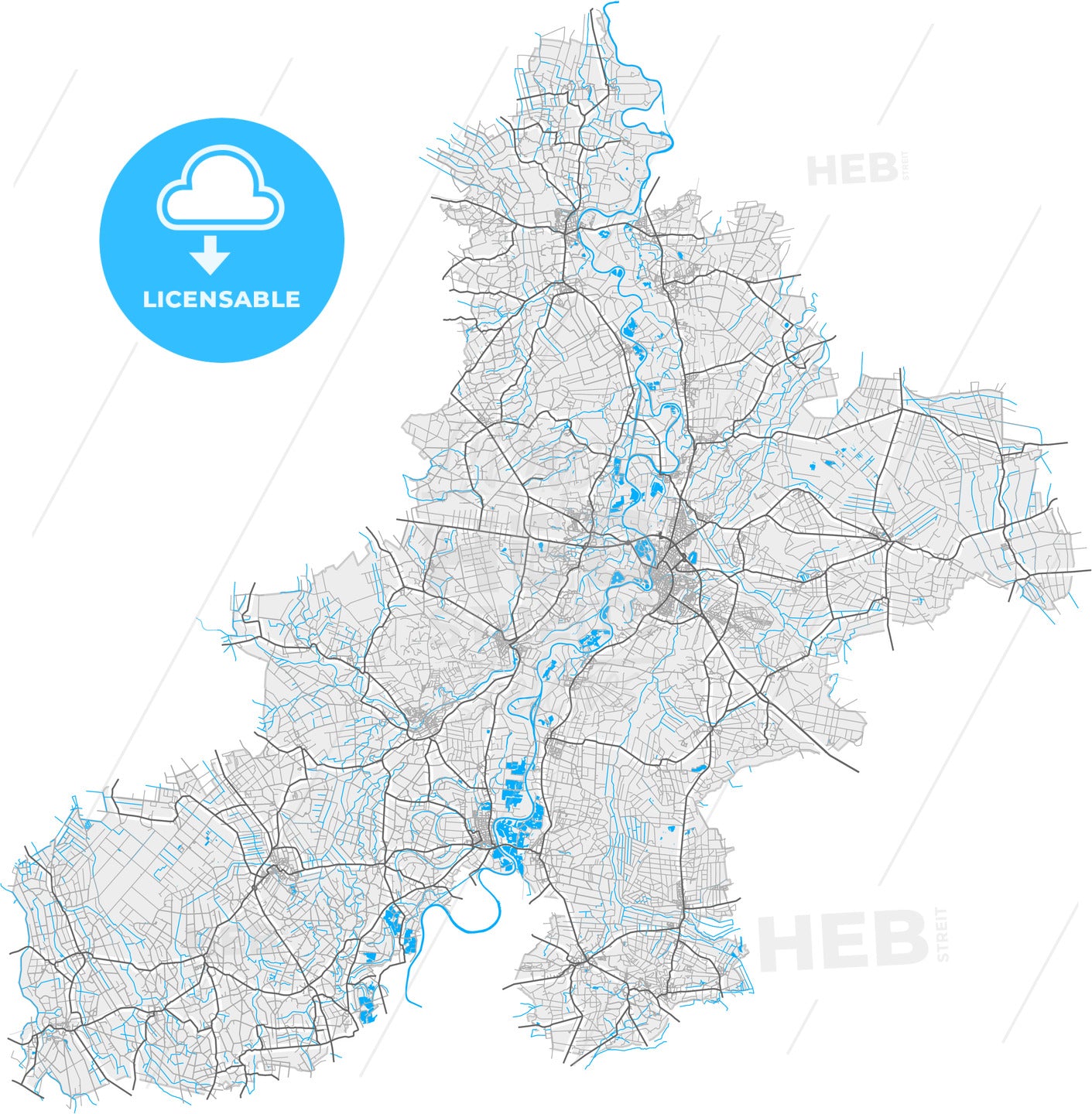 Nienburg/Weser, Lower Saxony, Germany, high quality vector map