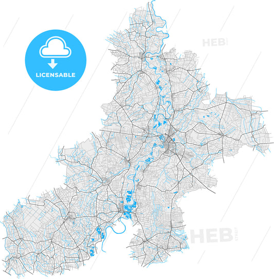 Nienburg/Weser, Lower Saxony, Germany, high quality vector map