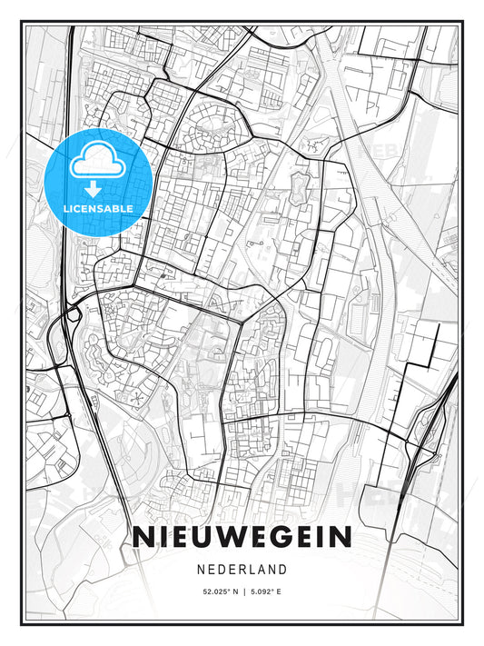 Nieuwegein, Netherlands, Modern Print Template in Various Formats - HEBSTREITS Sketches