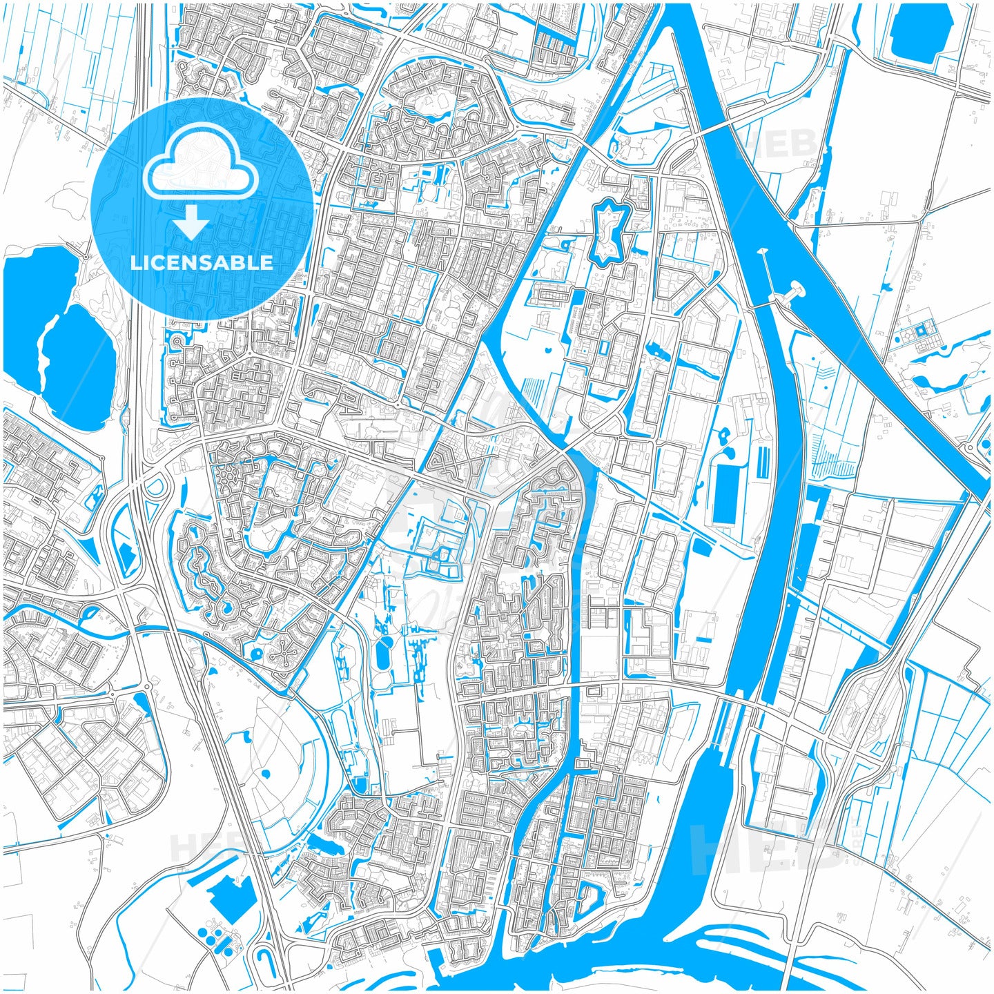 Nieuwegein, Utrecht, Netherlands, city map with high quality roads.