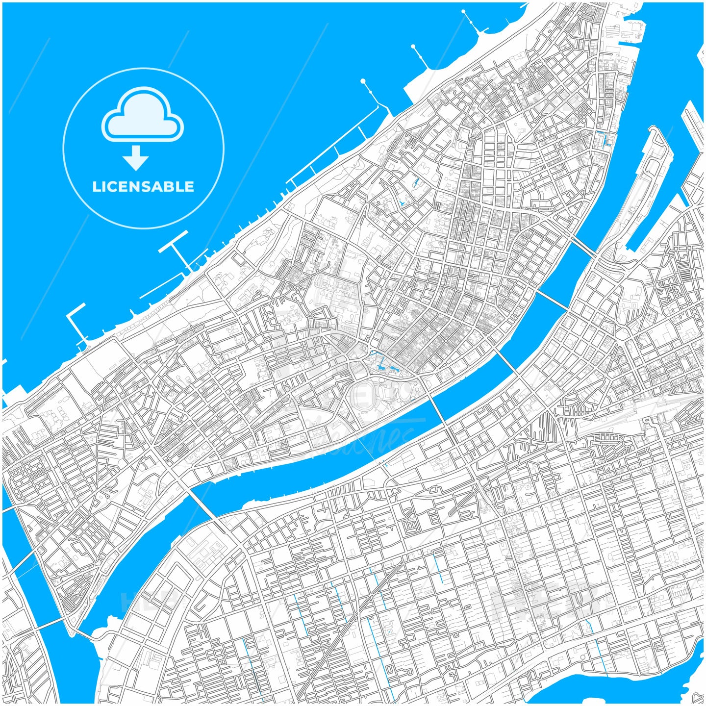 Niigata, Niigata, Japan, city map with high quality roads.