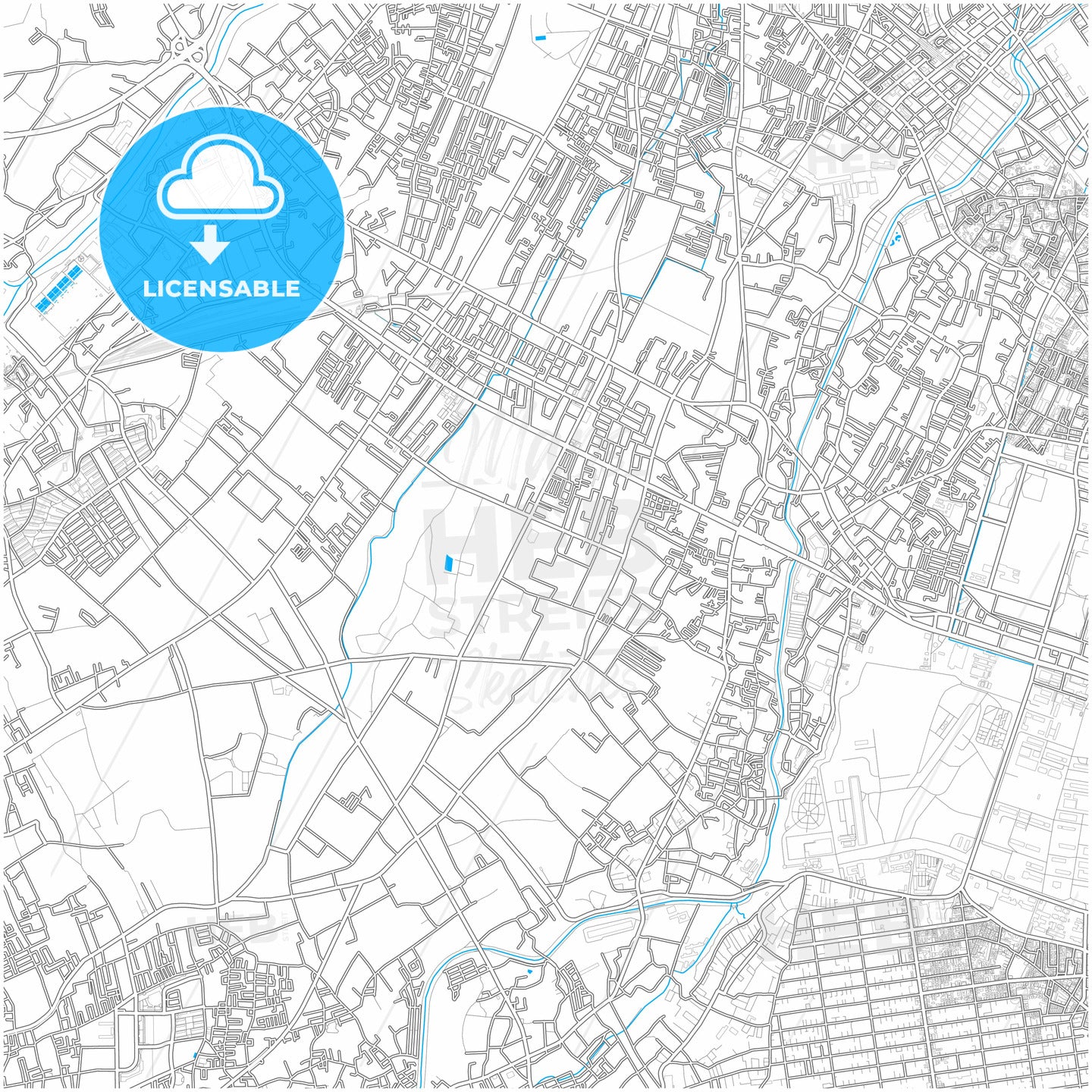 Niiza, Saitama, Japan, city map with high quality roads.