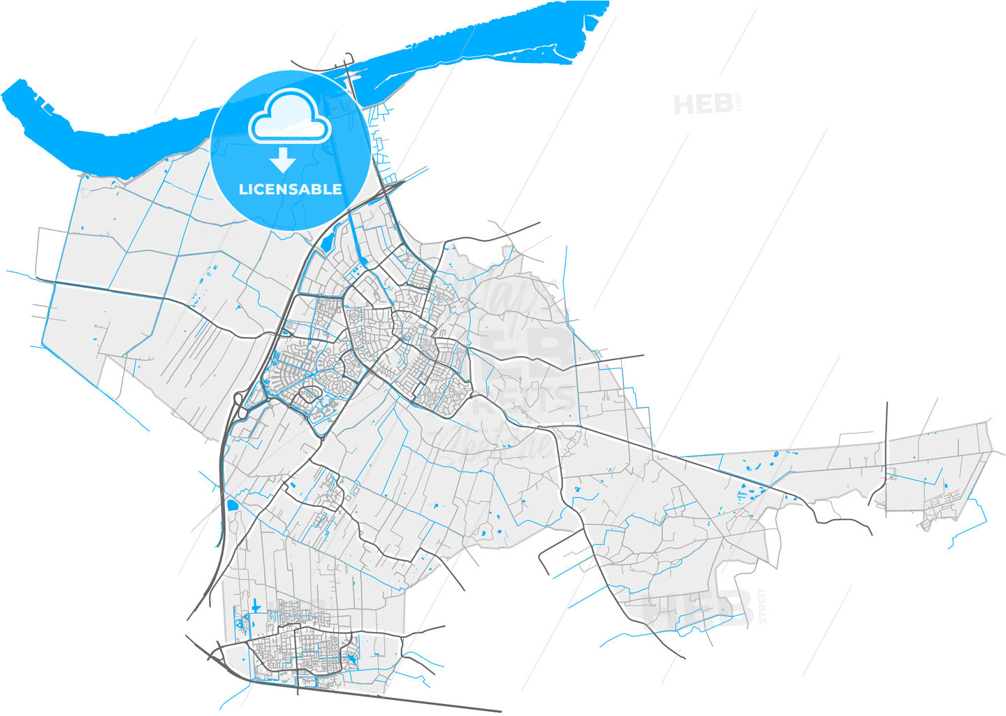Nijkerk, Gelderland, Netherlands, high quality vector map