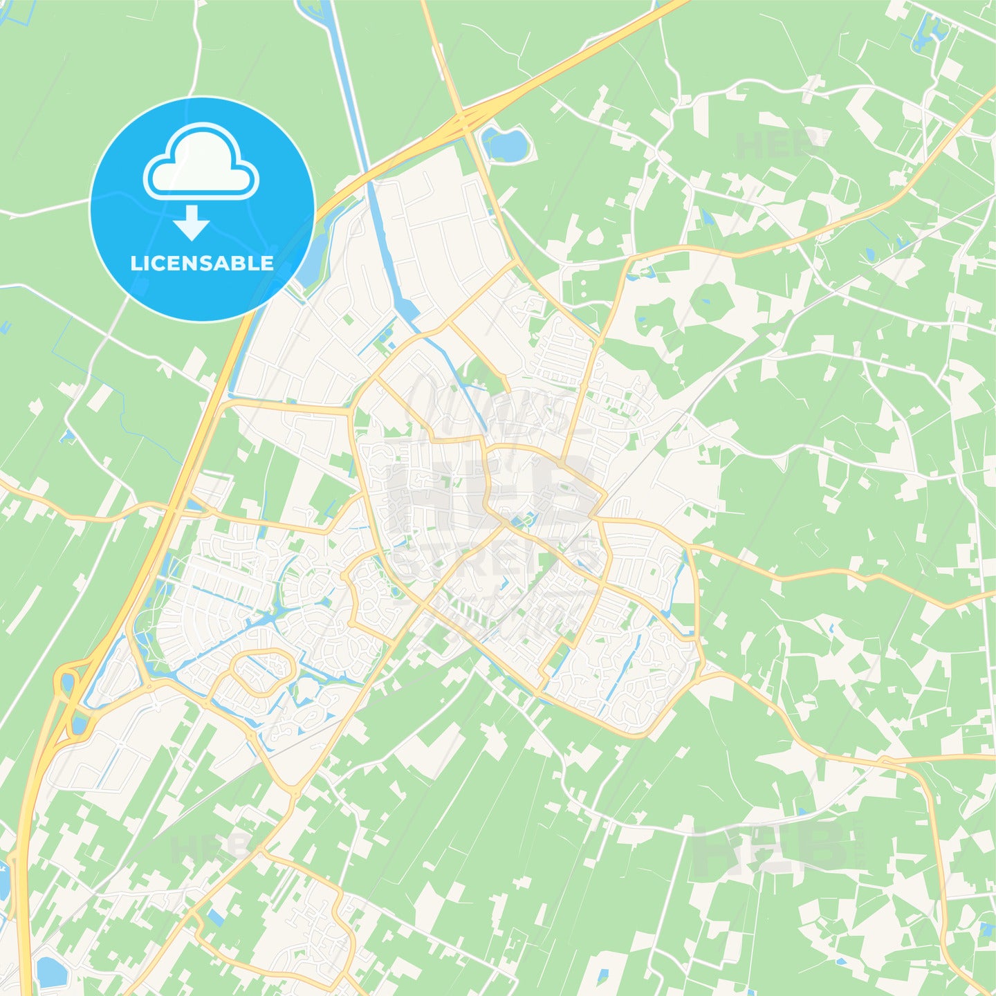 Nijkerk, Netherlands Vector Map - Classic Colors