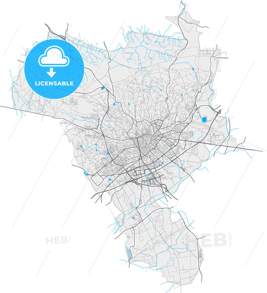 Nîmes, Gard, France, high quality vector map