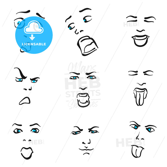 Nine Impressive Emoticon icons – instant download