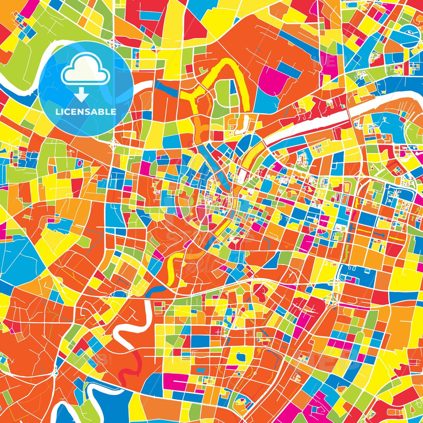 Ningbo, China, colorful vector map