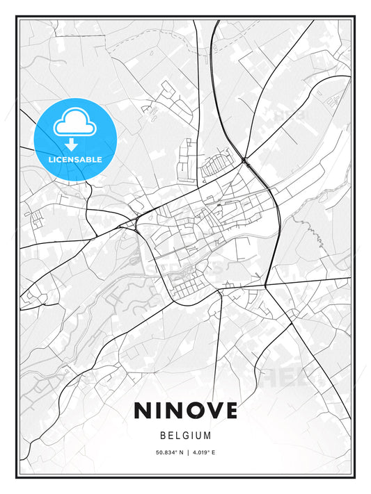 Ninove, Belgium, Modern Print Template in Various Formats - HEBSTREITS Sketches