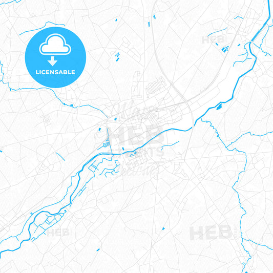 Ninove, Belgium PDF vector map with water in focus