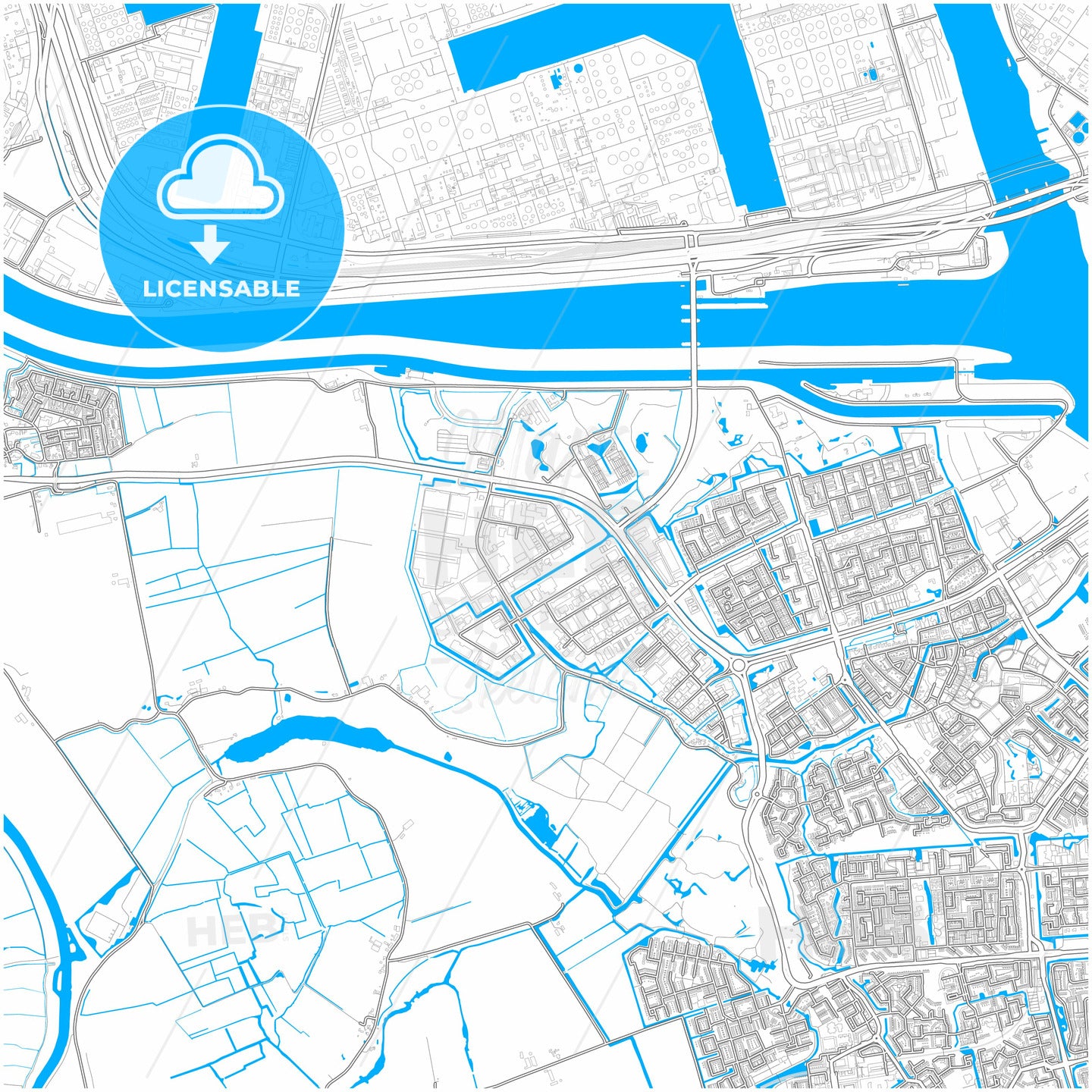 Nissewaard, South Holland, Netherlands, city map with high quality roads.
