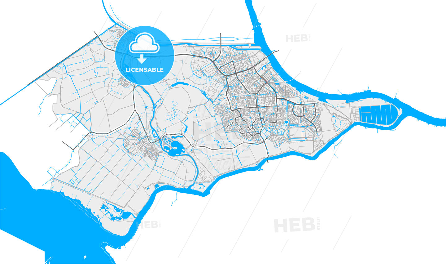 Nissewaard, South Holland, Netherlands, high quality vector map
