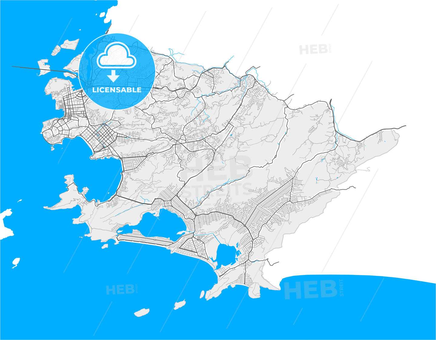 Niteroi, Brazil, high quality vector map