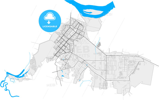 Nizhnekamsk, Republic of Tatarstan, Russia, high quality vector map