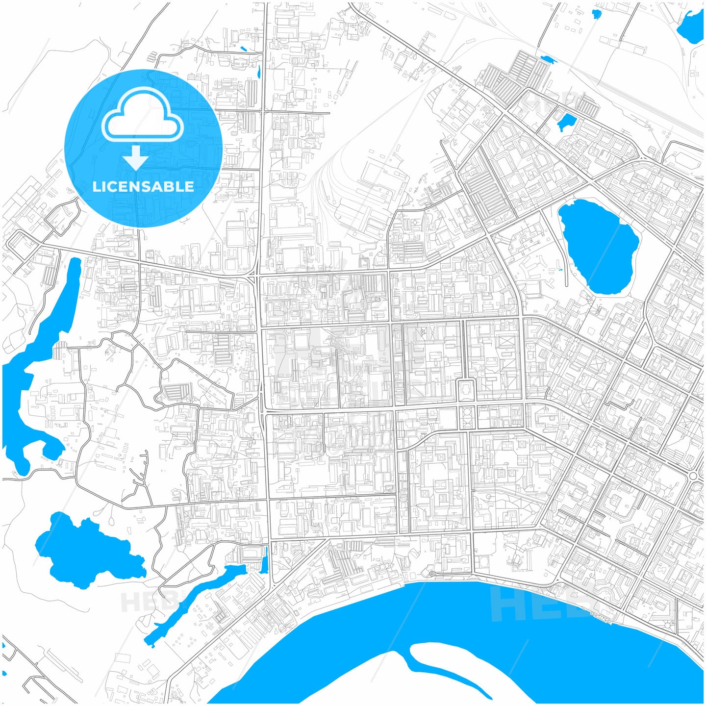 Nizhnevartovsk, Khanty-Mansi Autonomous Okrug-Yugra, Russia, city map with high quality roads.