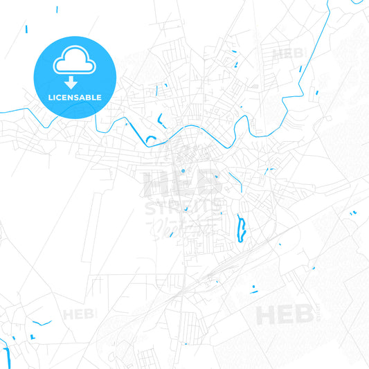Nizhyn, Ukraine PDF vector map with water in focus