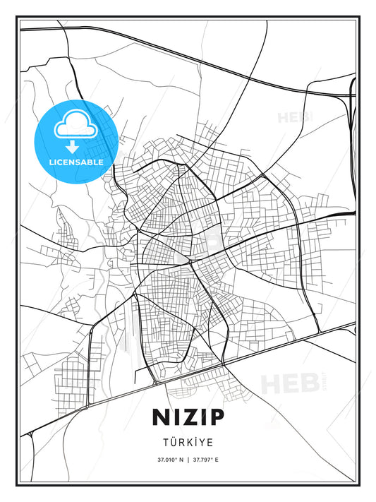 Nizip, Turkey, Modern Print Template in Various Formats - HEBSTREITS Sketches