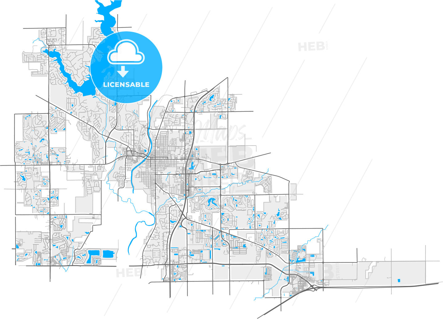 Noblesville, Indiana, United States, high quality vector map