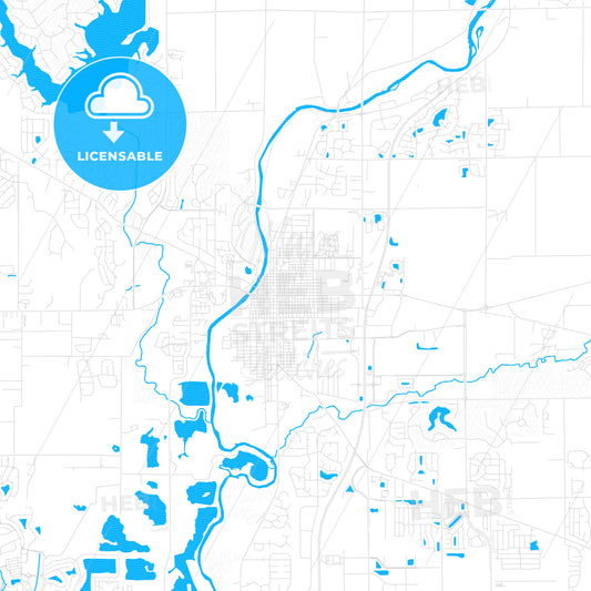 Noblesville, Indiana, United States, PDF vector map with water in focus
