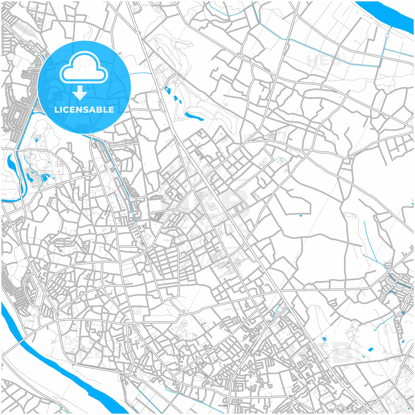 Noda, Chiba, Japan, city map with high quality roads.