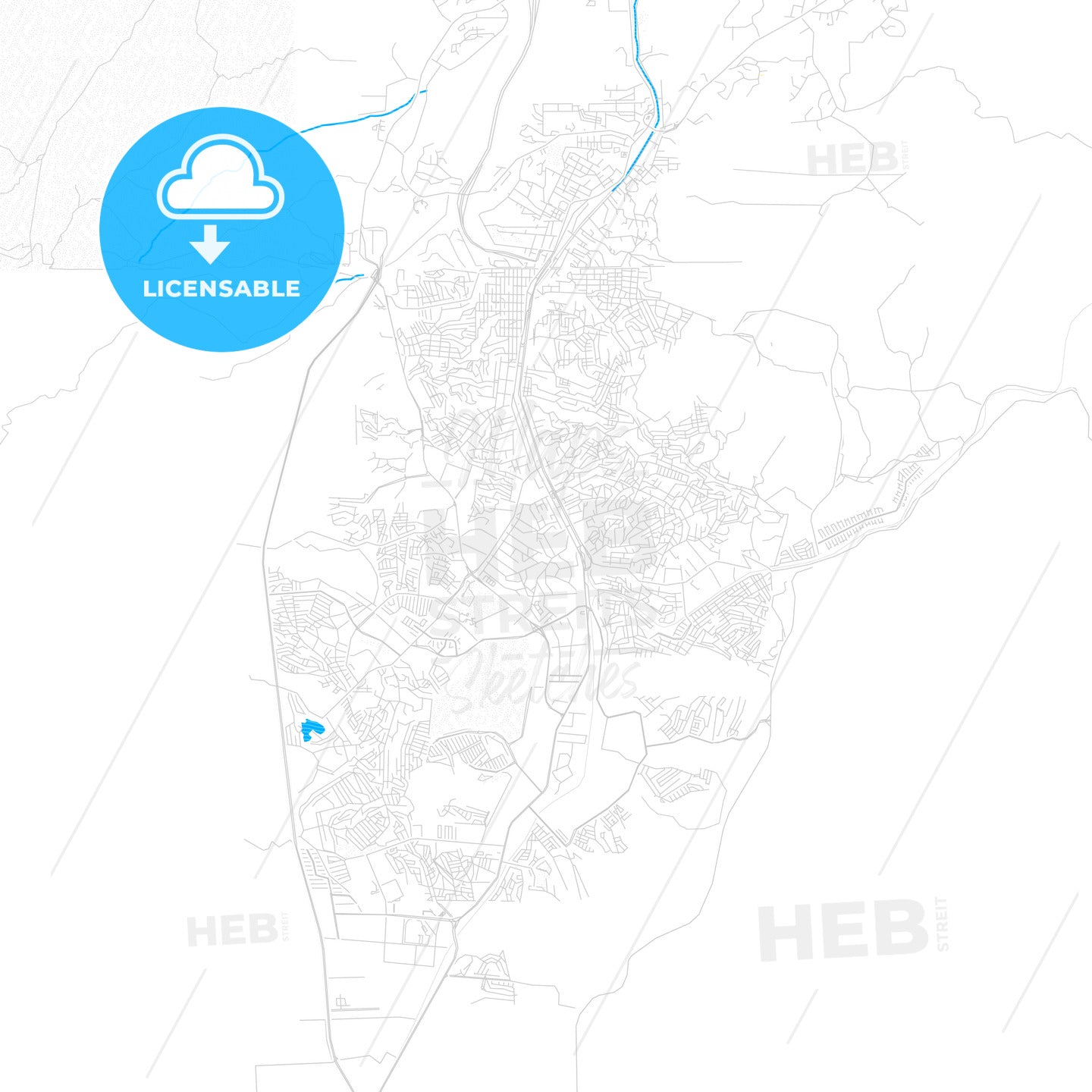 Nogales, Mexico PDF vector map with water in focus