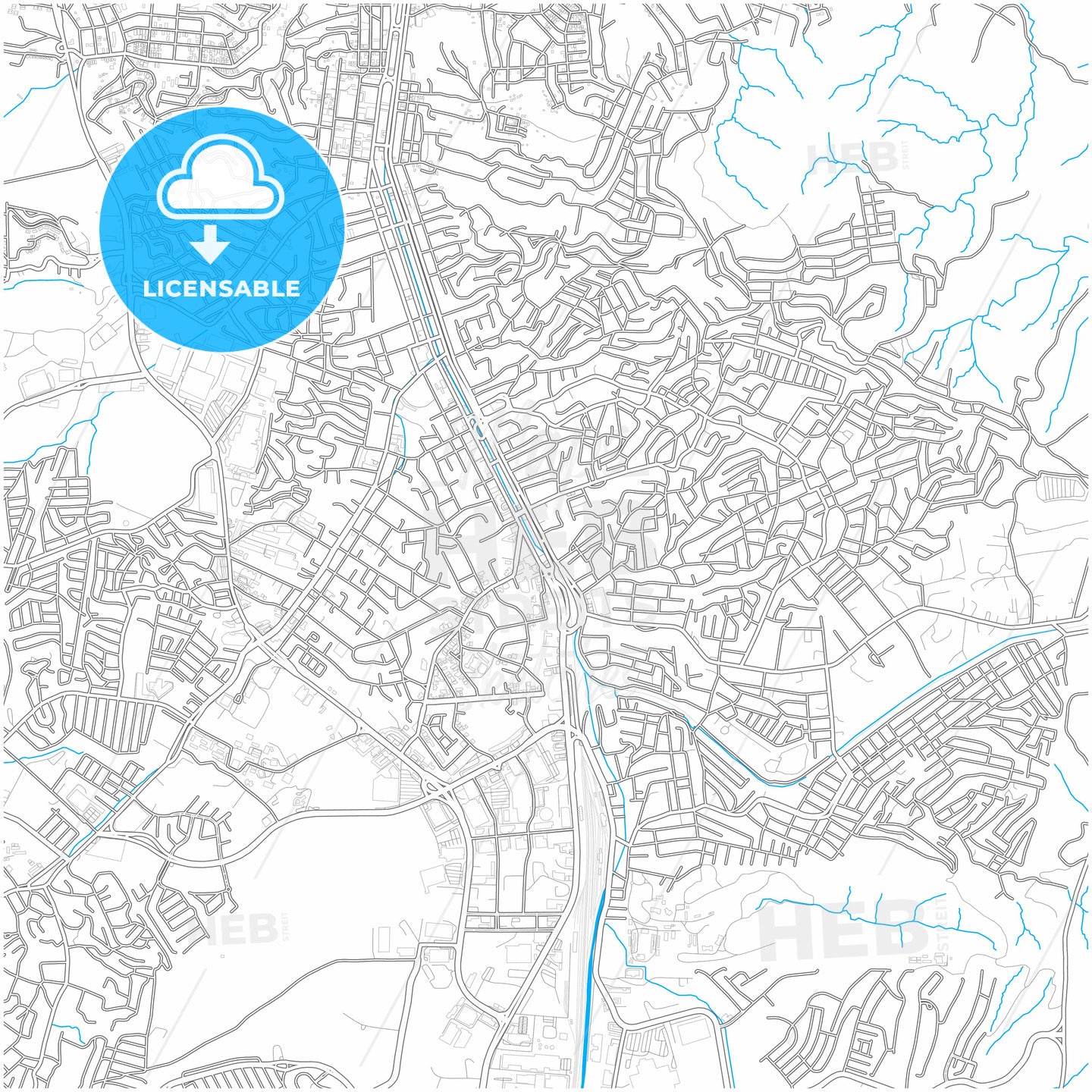 Nogales, Sonora, Mexico, city map with high quality roads.